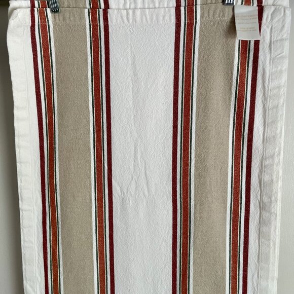 Williams Sonoma Stripe Table Runner 20" x 108" Cream Tan Red Orange Cotton - Picture 7 of 11